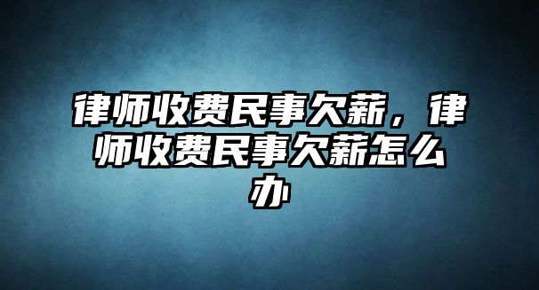 律師收費民事欠薪，律師收費民事欠薪怎么辦