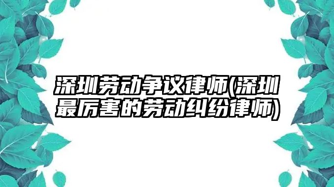 深圳勞動爭議律師(深圳最厲害的勞動糾紛律師)