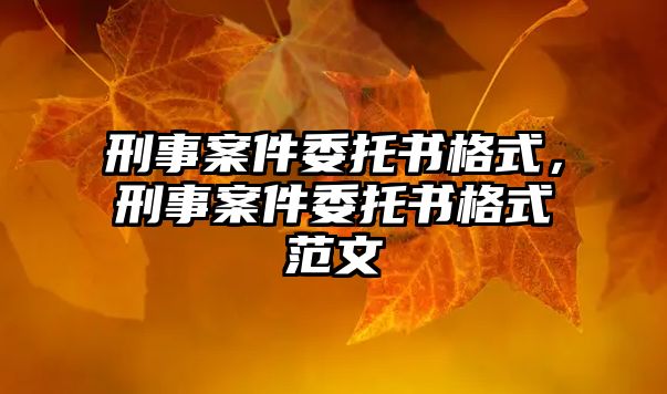 刑事案件委托書格式，刑事案件委托書格式范文