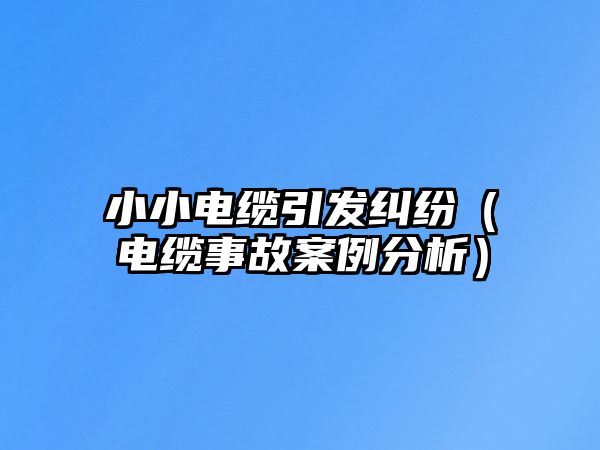 小小電纜引發(fā)糾紛（電纜事故案例分析）