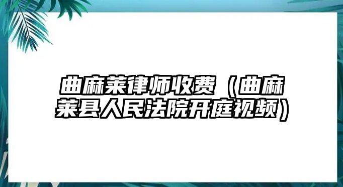 曲麻萊律師收費（曲麻萊縣人民法院開庭視頻）