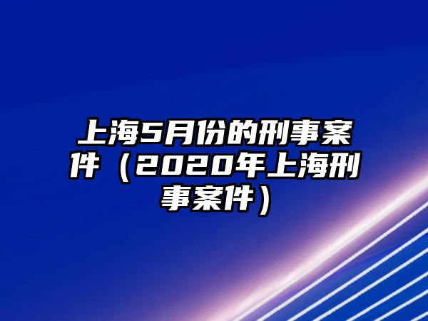 上海5月份的刑事案件（2020年上海刑事案件）