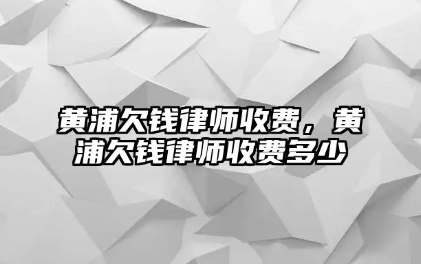 黃浦欠錢律師收費，黃浦欠錢律師收費多少