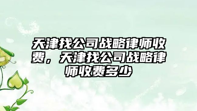 天津找公司戰(zhàn)略律師收費，天津找公司戰(zhàn)略律師收費多少