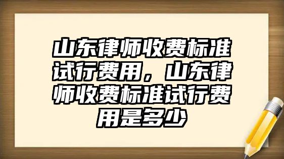 山東律師收費標準試行費用，山東律師收費標準試行費用是多少