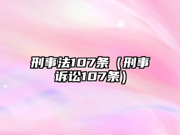 刑事法107條（刑事訴訟107條）