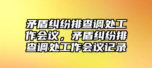 矛盾糾紛排查調處工作會議，矛盾糾紛排查調處工作會議記錄