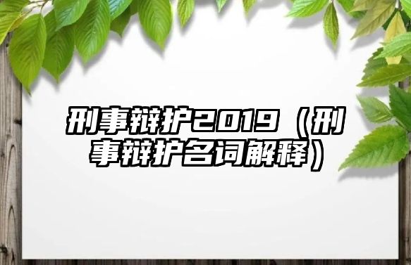 刑事辯護(hù)2019（刑事辯護(hù)名詞解釋）