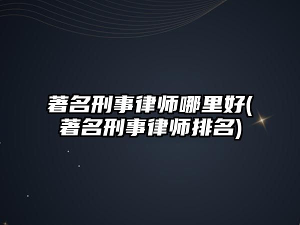 著名刑事律師哪里好(著名刑事律師排名)