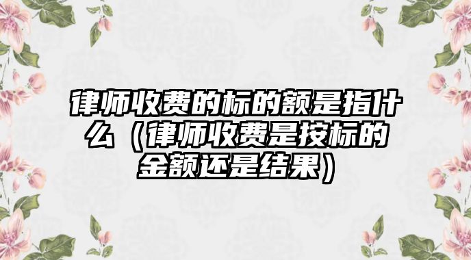 律師收費的標的額是指什么（律師收費是按標的金額還是結果）