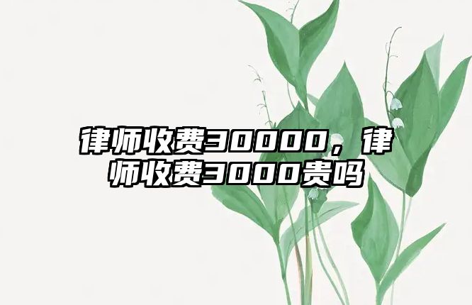 律師收費30000，律師收費3000貴嗎