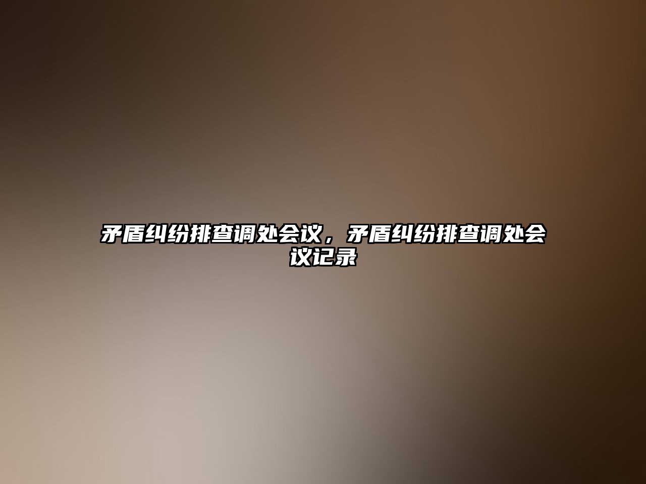 矛盾糾紛排查調處會議，矛盾糾紛排查調處會議記錄