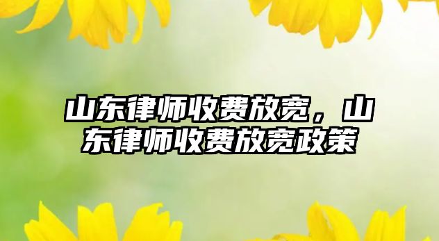 山東律師收費放寬，山東律師收費放寬政策