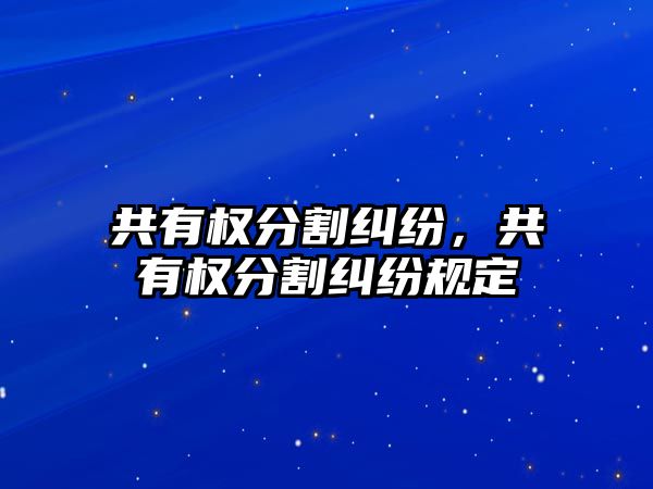 共有權(quán)分割糾紛，共有權(quán)分割糾紛規(guī)定