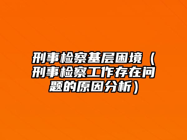 刑事檢察基層困境（刑事檢察工作存在問題的原因分析）