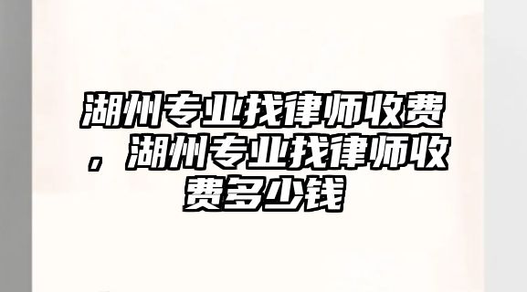 湖州專業找律師收費，湖州專業找律師收費多少錢