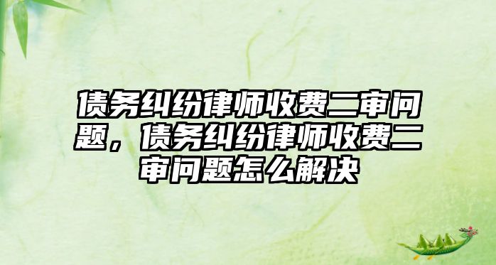 債務糾紛律師收費二審問題，債務糾紛律師收費二審問題怎么解決