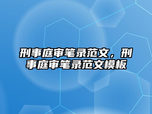 刑事庭審筆錄范文，刑事庭審筆錄范文模板