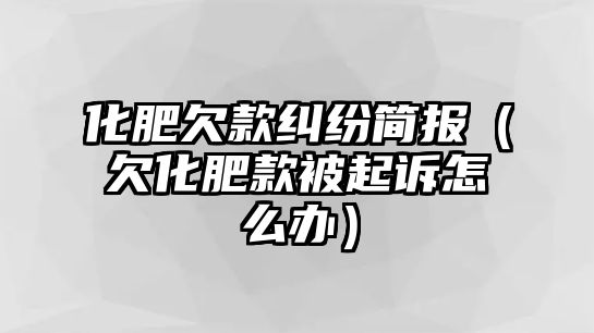 化肥欠款糾紛簡報（欠化肥款被起訴怎么辦）