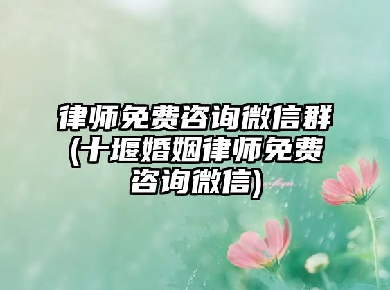 律師免費咨詢微信群(十堰婚姻律師免費咨詢微信)