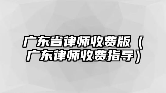 廣東省律師收費版（廣東律師收費指導）