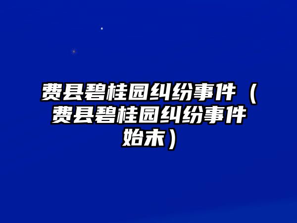 費縣碧桂園糾紛事件（費縣碧桂園糾紛事件始末）