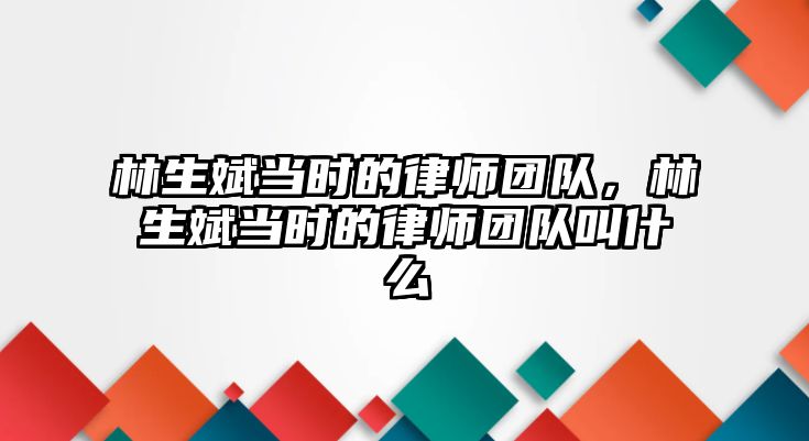 林生斌當時的律師團隊，林生斌當時的律師團隊叫什么