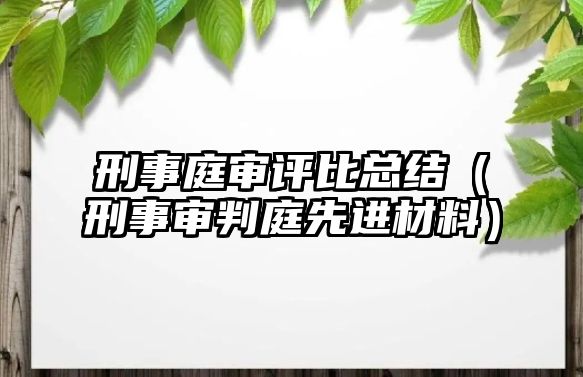 刑事庭審評比總結（刑事審判庭先進材料）