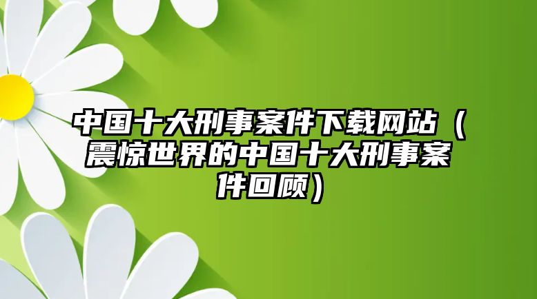 中國(guó)十大刑事案件下載網(wǎng)站（震驚世界的中國(guó)十大刑事案件回顧）