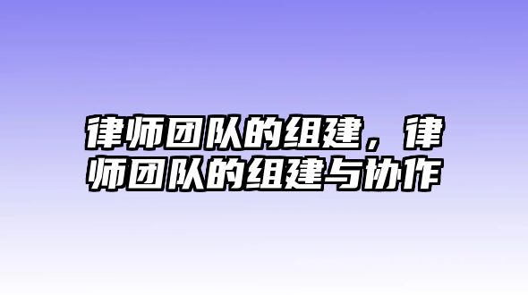 律師團隊的組建，律師團隊的組建與協作