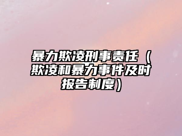 暴力欺凌刑事責任（欺凌和暴力事件及時報告制度）