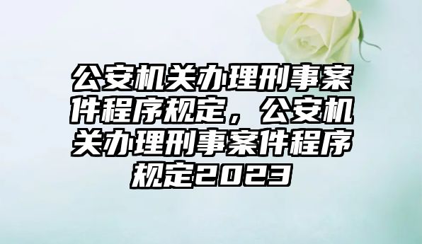 公安機關辦理刑事案件程序規定，公安機關辦理刑事案件程序規定2023