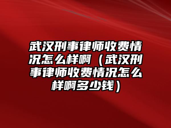 武漢刑事律師收費(fèi)情況怎么樣啊（武漢刑事律師收費(fèi)情況怎么樣啊多少錢）