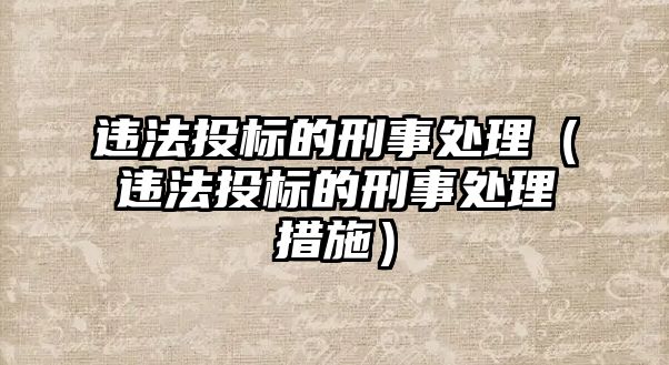 違法投標的刑事處理（違法投標的刑事處理措施）