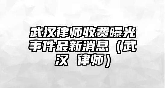 武漢律師收費曝光事件最新消息（武漢 律師）