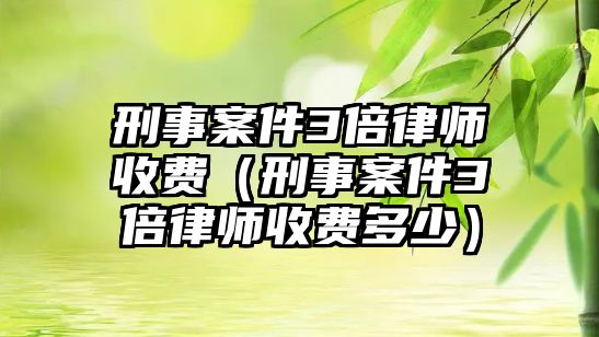 刑事案件3倍律師收費（刑事案件3倍律師收費多少）