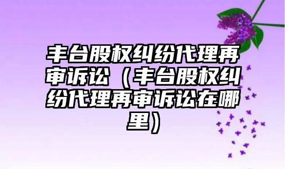 豐臺股權糾紛代理再審訴訟（豐臺股權糾紛代理再審訴訟在哪里）