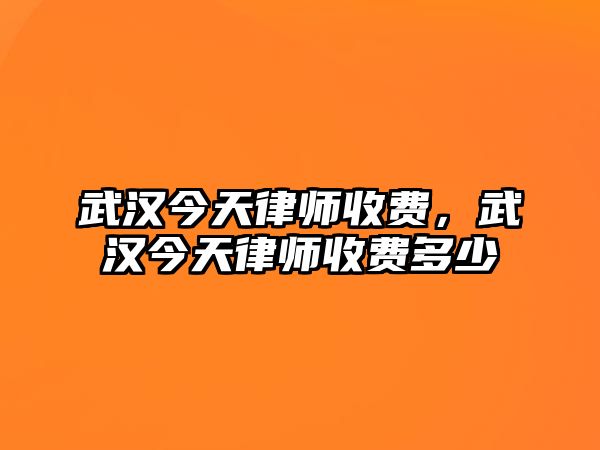 武漢今天律師收費，武漢今天律師收費多少