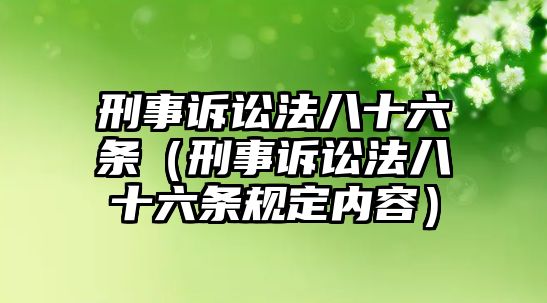 刑事訴訟法八十六條（刑事訴訟法八十六條規定內容）