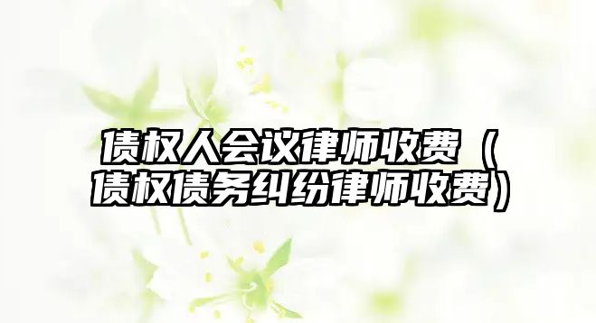 債權人會議律師收費（債權債務糾紛律師收費）