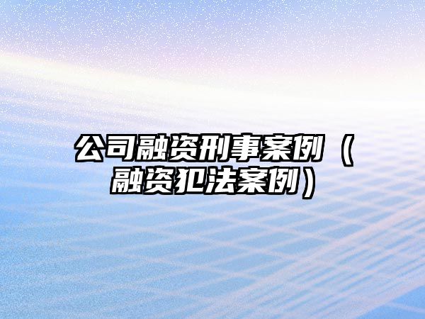 公司融資刑事案例（融資犯法案例）