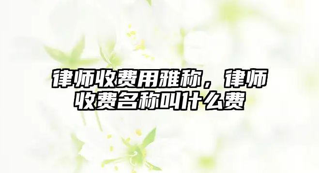 律師收費用雅稱，律師收費名稱叫什么費