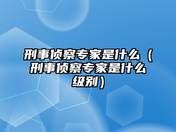 刑事偵察專家是什么（刑事偵察專家是什么級別）