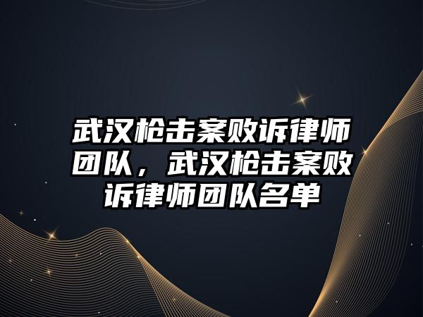 武漢槍擊案敗訴律師團隊，武漢槍擊案敗訴律師團隊名單