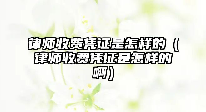 律師收費憑證是怎樣的（律師收費憑證是怎樣的啊）