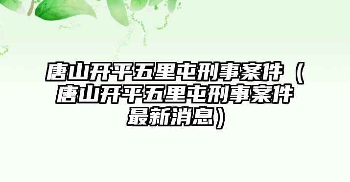 唐山開平五里屯刑事案件（唐山開平五里屯刑事案件最新消息）