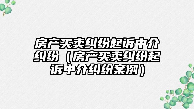 房產買賣糾紛起訴中介糾紛（房產買賣糾紛起訴中介糾紛案例）