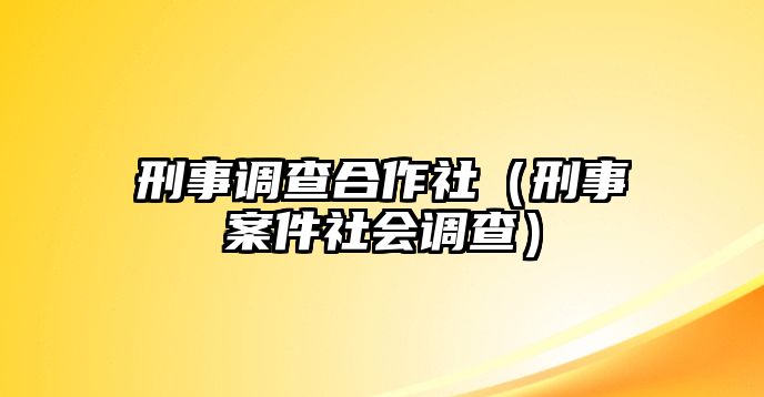 刑事調查合作社（刑事案件社會調查）