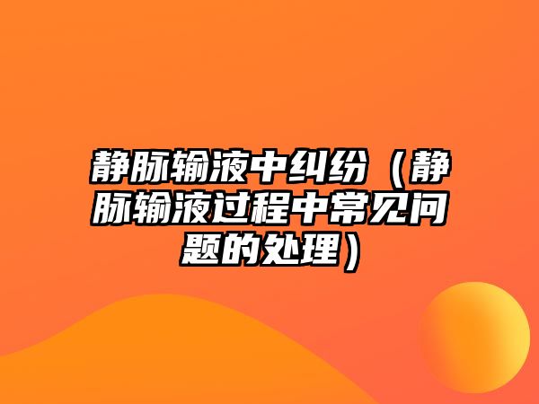 靜脈輸液中糾紛（靜脈輸液過程中常見問題的處理）