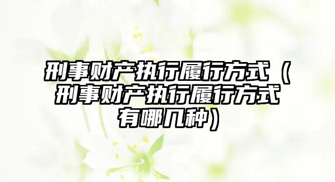 刑事財產執行履行方式（刑事財產執行履行方式有哪幾種）